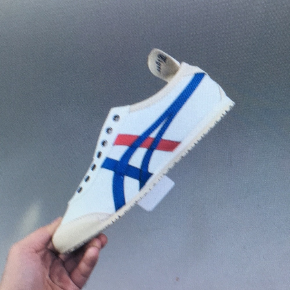 Onitsuka Tiger White Sneakers with Blue and Red Accents - Picture 2 of 8